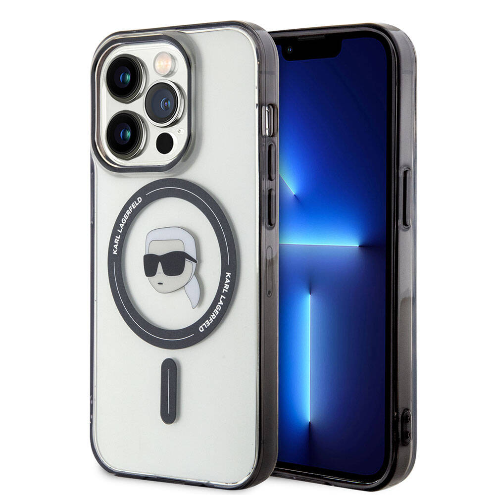 Apple iPhone 15 Pro Kılıf Karl Lagerfeld M-safe Şarj Özellikli IML Karl Orjinal Lisanslı Kapak