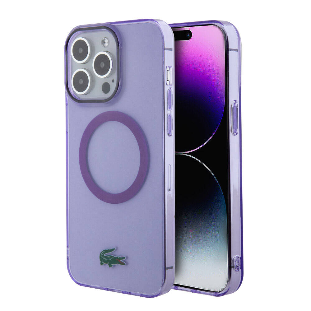 Apple iPhone 15 Pro Kılıf Lacoste Orjinal Lisanslı M-safe Şarj Özellikli İkonik Timsah Logolu Hard Parme Kapak