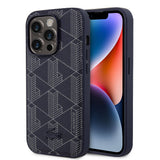 Apple iPhone 15 Pro Kılıf Lacoste Orjinal Lisanslı M-safe Şarj Özellikli PU Deri Görünümlü Karışık Monogram Desenli Kapak