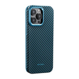 Apple iPhone 15 Pro Kılıf M-safe Şarj Özellikli 1500D Aramid Fiber Pitaka Military-Grade Classic Serisi Black-Grey Twill Kapak