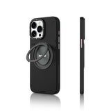 Apple iPhone 15 Pro Kılıf M-safe Şarj Özellikli 360° Standlı Basit Mat Deri Desenli Youngkit Tech Leather Serisi Kapak