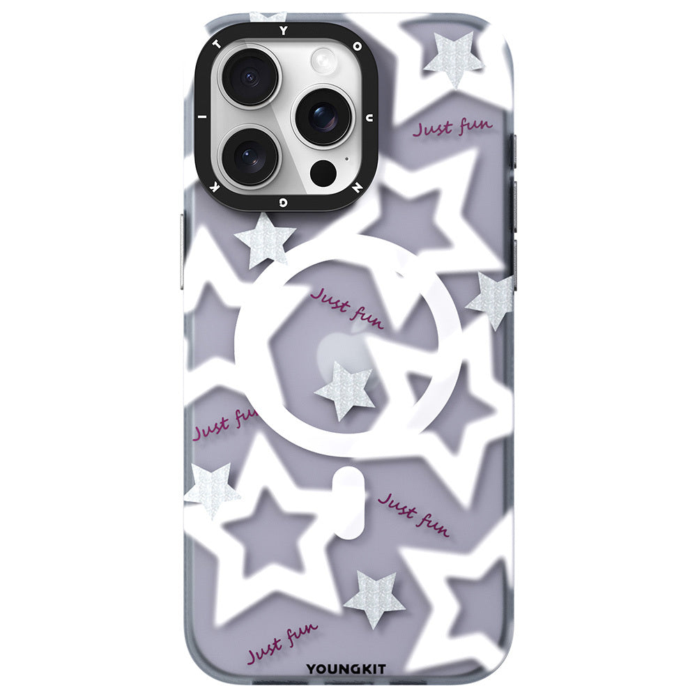 Apple iPhone 15 Pro Kılıf M-safe Şarj Özellikli Airbagli Çift Katmanlı Youngkit Star&Butterfly Serisi Kapak