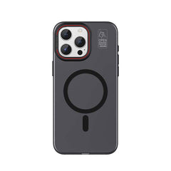 Apple iPhone 15 Pro Kılıf M-safe Şarj Özellikli Standlı Metal Kamera Çerçeveli Mat Recci Glaze Serisi Kapak