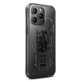Apple iPhone 15 Pro Kılıf M-safe Şarj Özellikli Teknoloji Desenli Standlı Skinarma Helio Kapak