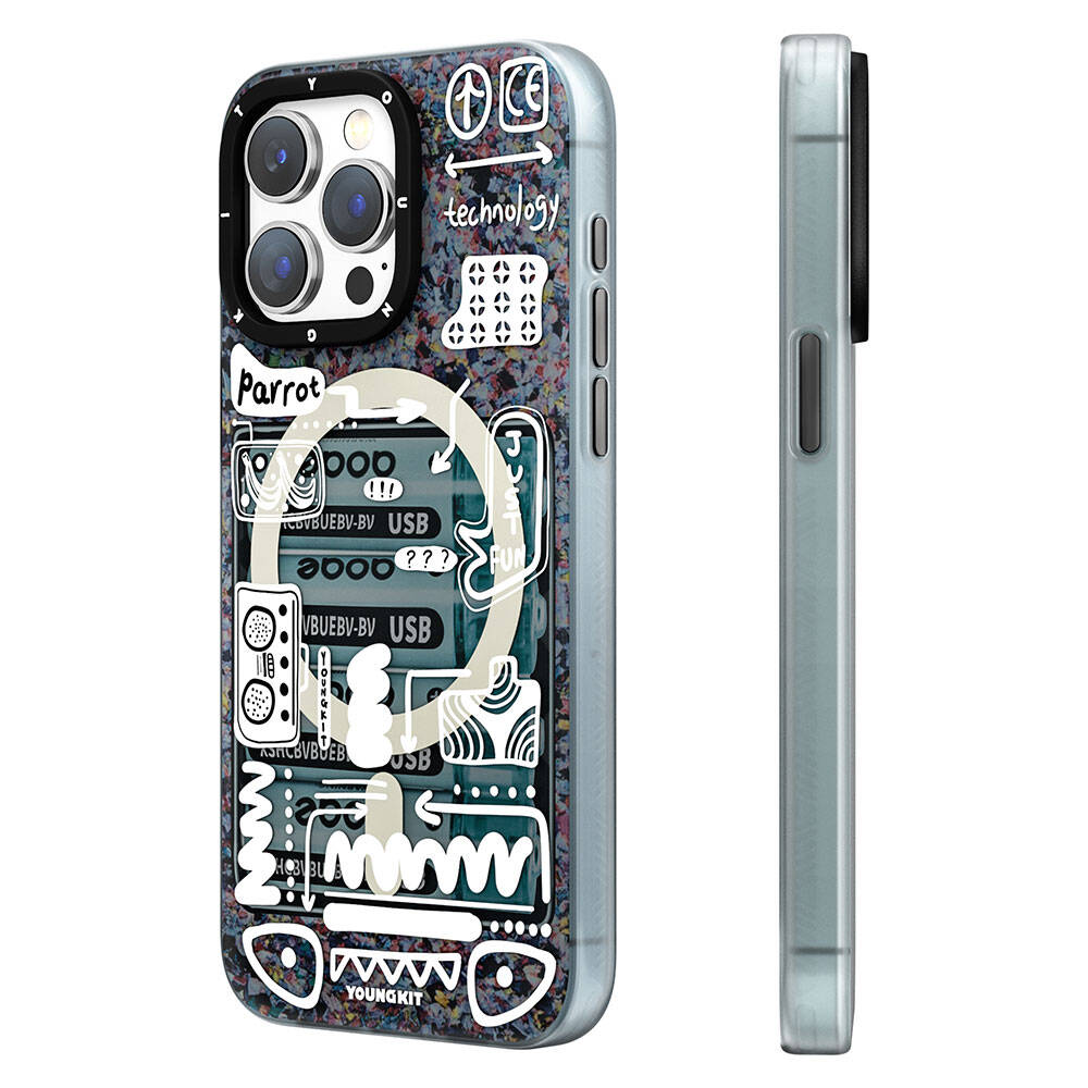 Apple iPhone 15 Pro Kılıf M-safe Şarj Özellikli Youngkit Dark Matter Serisi Kapak