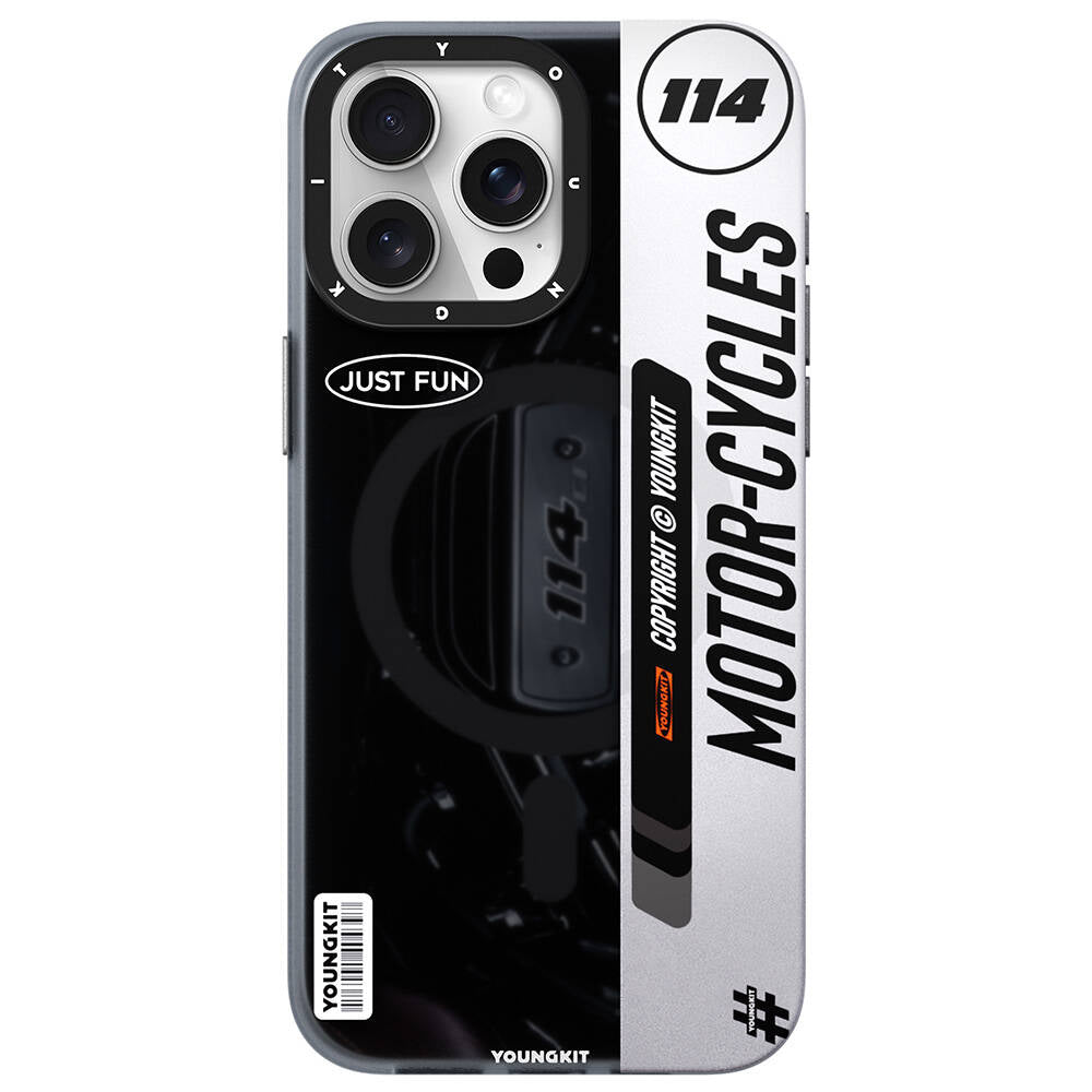 Apple iPhone 15 Pro Kılıf M-safe Şarj Özellikli Youngkit Motorcycle Legend Serisi Kapak