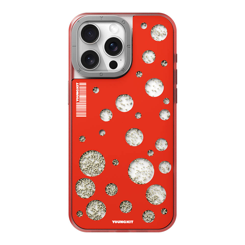 Apple iPhone 15 Pro Kılıf M-safe Şarj Özellikli Youngkit Quicksand Beads Serisi Kapak