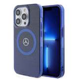 Apple iPhone 15 Pro Kılıf Mercedes Benz Orjinal Lisanslı M-safe Şarj Özellikli Çift Katmanlı Mavi Yıldız Desenli Kapak