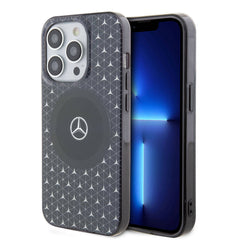 Apple iPhone 15 Pro Kılıf Mercedes Benz Orjinal Lisanslı M-safe Şarj Özellikli Çift Katmanlı Mini Yıldız Desenli Kapak