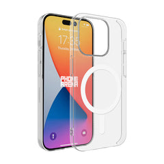Apple iPhone 15 Pro Max Kamera Korumalı M-Safe Şarj Özellikli Şeffaf Zore London Sert PC Kapak