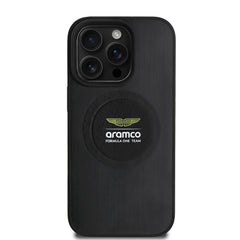 Apple iPhone 15 Pro Max Kılıf Aston Martin Orjinal Lisanslı M-safe Şarj Özellikli Aluminyum Arka Yüzeyli Formula One Team Baskılı Kapak