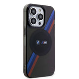Apple iPhone 15 Pro Max Kılıf BMW M-safe Şarj Özellikli Transparan Tricolor Stripes Orjinal Lisanslı Kapak
