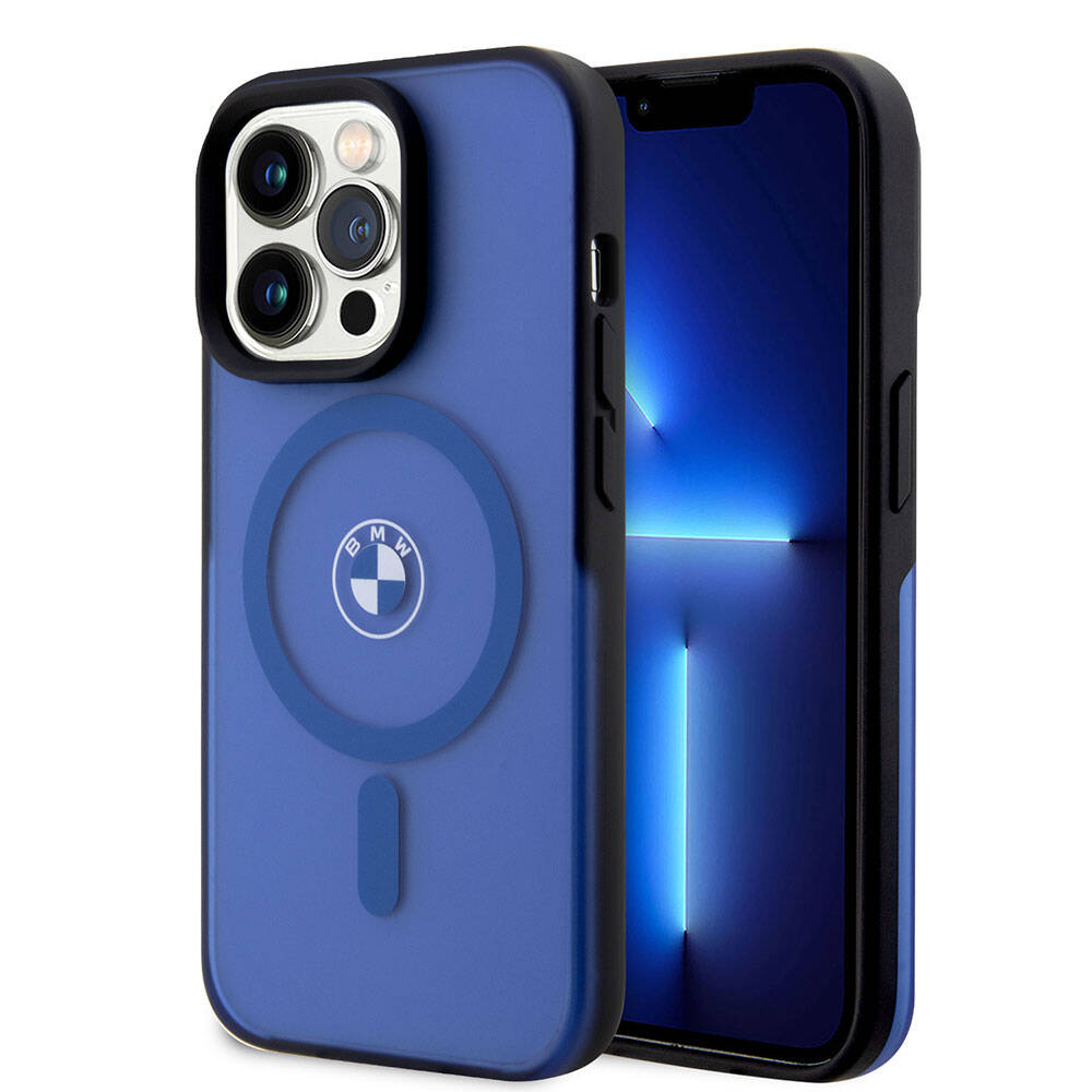 Apple iPhone 15 Pro Max Kılıf BMW Orjinal Lisanslı M-safe Şarj Özellikli IML Baskı Logolu Buzlu Mat Kapak