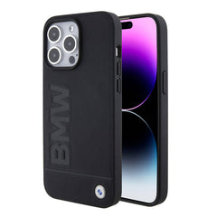 Apple iPhone 15 Pro Max Kılıf BMW Orjinal Lisanslı M-safe Şarj Özellikli Sıcak Damga Logolu Deri Kapak