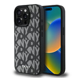 Apple iPhone 15 Pro Max Kılıf DKNY Orjinal Lisanslı M-safe Şarj Özellikli 3D Yazılı Grid Pattern Kapak