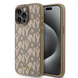 Apple iPhone 15 Pro Max Kılıf DKNY Orjinal Lisanslı M-safe Şarj Özellikli 3D Yazılı Grid Pattern Kapak