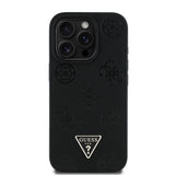 Apple iPhone 15 Pro Max Kılıf Guess Orjinal Lisanslı M-safe Şarj Özellikli Sıcak Baskılı Üçgen Logolu PU Deri Peony Kapak