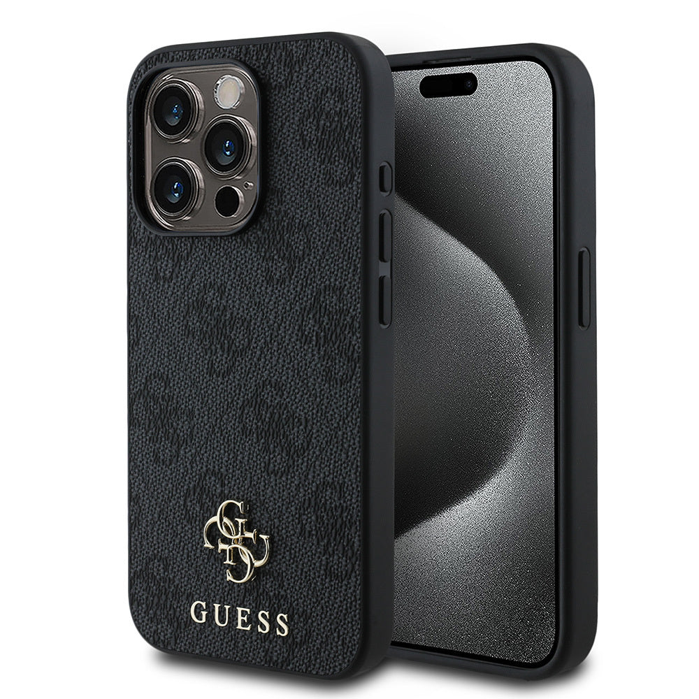 Apple iPhone 15 Pro Max Kılıf Guess Orjinal Lisanslı M-safe Şarj Özellikli Small 4G Classic Kapak