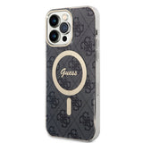 Apple iPhone 15 Pro Max Kılıf Guess Orjinal Lisanslı M-safe Şarj Özellikli Yazı Logolu 4G Desenli Kapak