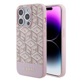 Apple iPhone 15 Pro Max Kılıf Guess Orjinal Lisanslı M-safe Şarj Özellikli Yazı Logolu GCube Desenli Kapak