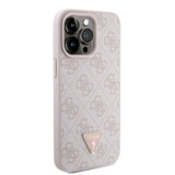 Apple iPhone 15 Pro Max Kılıf Guess Orjinal Lisanslı PU Deri Askılı Taşlı Üçgen Logo 4G Desenli Strass Crossbody Kapak