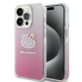 Apple iPhone 15 Pro Max Kılıf Hello Kitty Orjinal Lisanslı Yazı ve İkonik Logolu Elektroplating Kaplama Gradyan Kapak