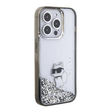 Apple iPhone 15 Pro Max Kılıf Karl Lagerfeld Choupette Sıvılı Glitter Orjinal Lisanslı Kapak