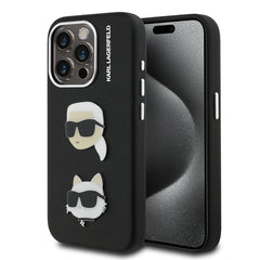 Apple iPhone 15 Pro Max Kılıf Karl Lagerfeld Orjinal Lisanslı K&C Heads Pin Kapak