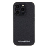 Apple iPhone 15 Pro Max Kılıf Karl Lagerfeld Orjinal Lisanslı Metal Yazı Logolu Dikişli Logo Arka Yüzey Kapitone Kapak