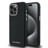 Apple iPhone 15 Pro Max Kılıf Karl Lagerfeld Orjinal Lisanslı PU Deri Damgalı Metal Yazı Logolu Kapak