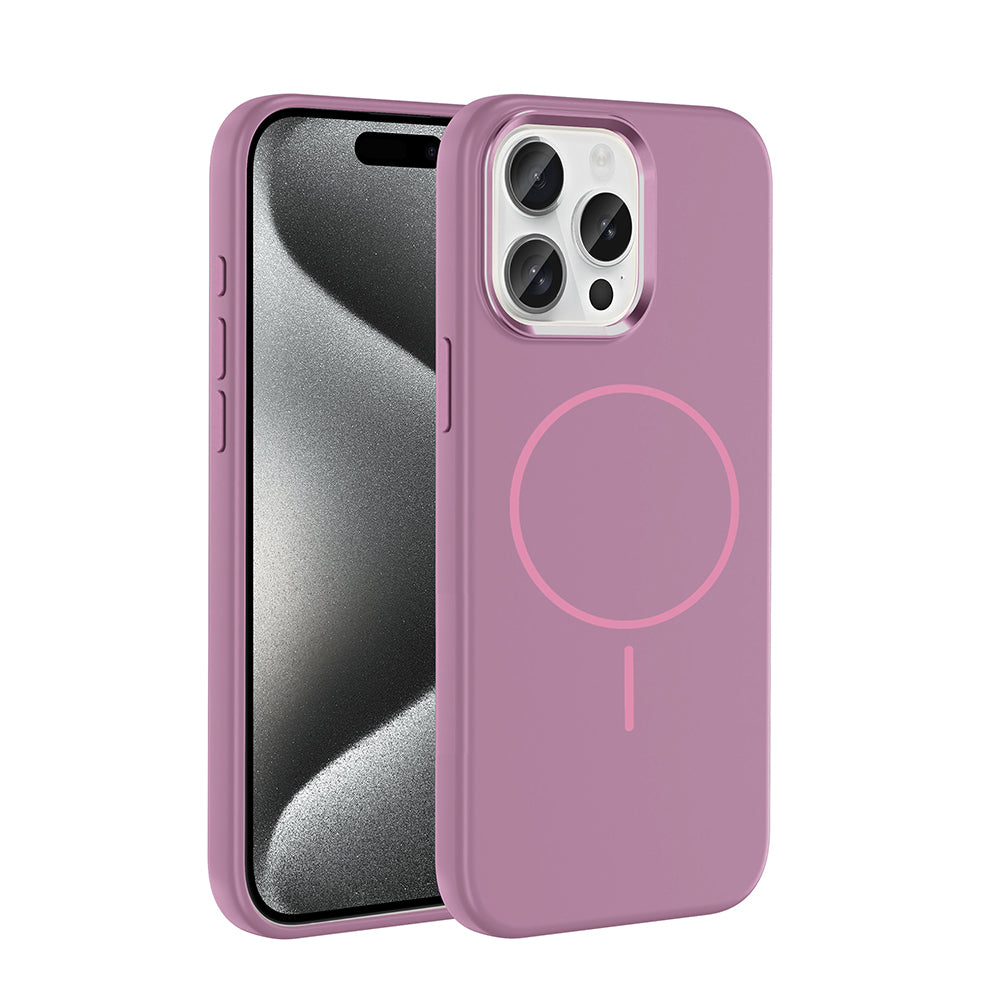 Apple iPhone 15 Pro Max Kılıf M-Safe Şarj Özellikli Metal Kamera Çerçeveli Zore Edi Silikon Kapak