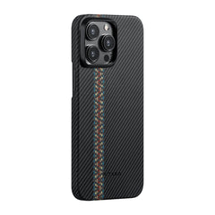 Apple iPhone 15 Pro Max Kılıf M-safe Şarj Özellikli 600D Aramid Fiber Pitaka Tactile Woven Orchestra Serisi Rhapsody Kapak