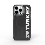 Apple iPhone 15 Pro Max Kılıf M-safe Şarj Özellikli I Love Turkey Yazı Desenli Wiwu Turkey E Serisi Kapak