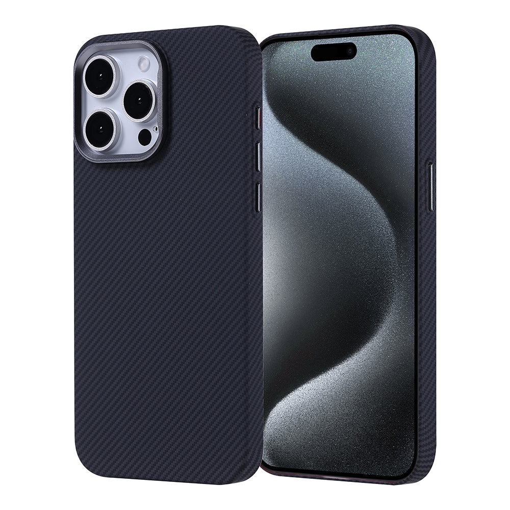 Apple iPhone 15 Pro Max Kılıf M-safe Şarj Özellikli Karbon Fiber Görünümlü Zore Nekst Kapak