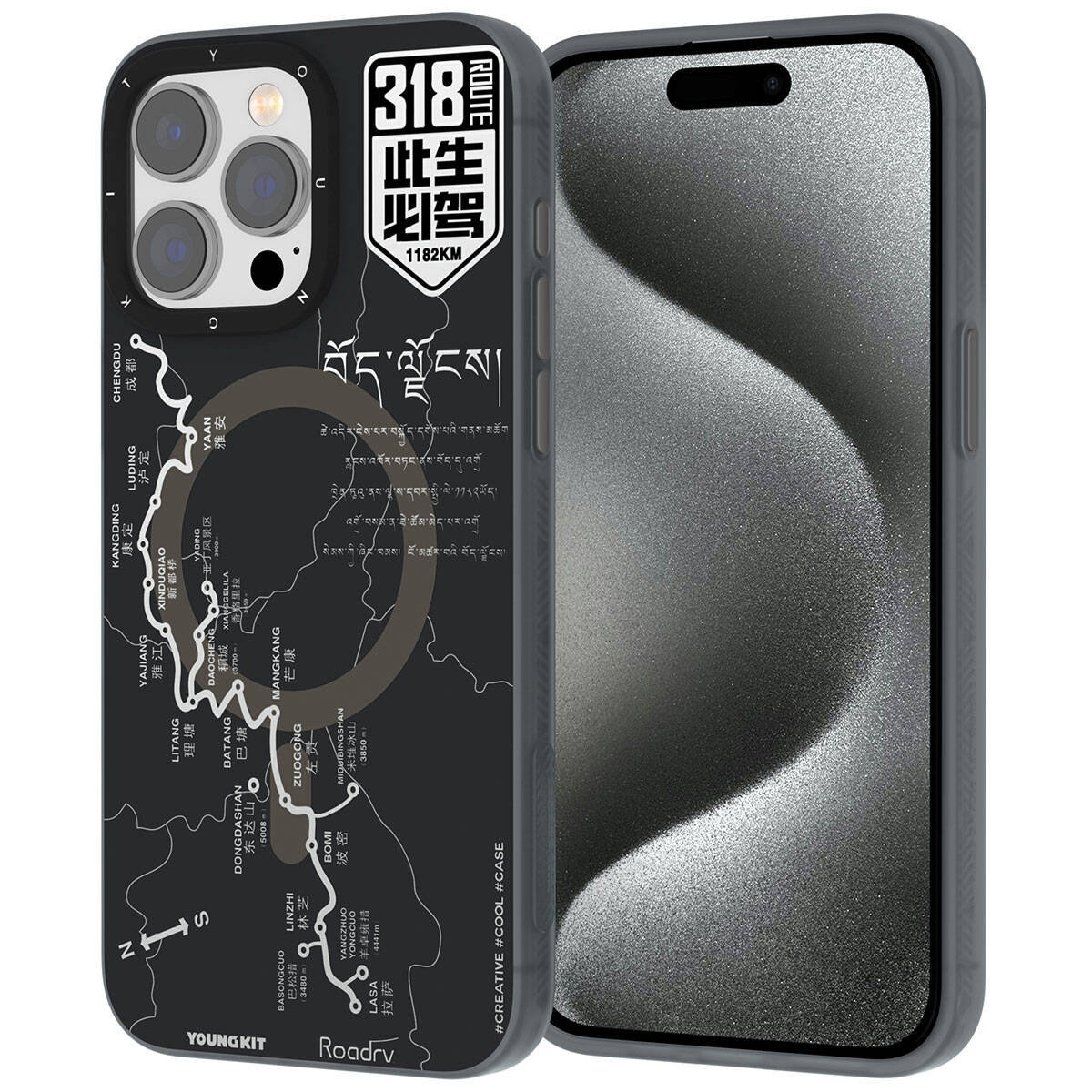 Apple iPhone 15 Pro Max Kılıf M-safe Şarj Özellikli Youngkit 318 Road Serisi Kapak