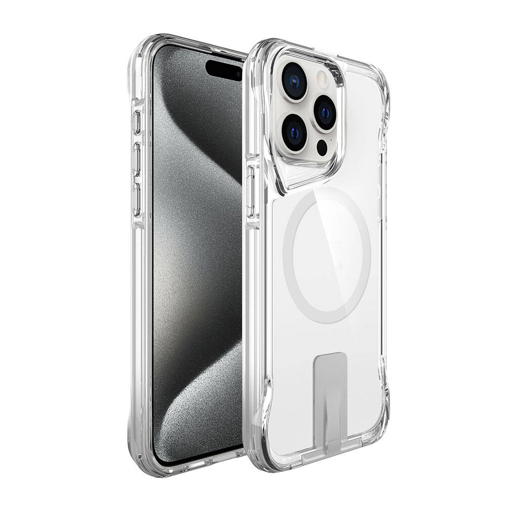 Apple iPhone 15 Pro Max Kılıf M-safe Şarj Özellikli Zore T-Max Standlı Kapak