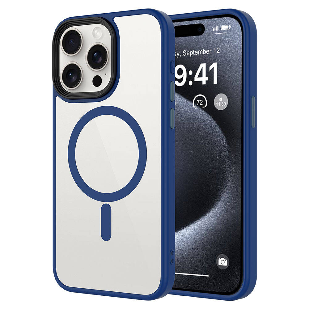 Apple iPhone 15 Pro Max Kılıf Mat Arka Yüzey Wireless Şarj Özellikli Zore Flet M-safe Kapak