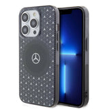 Apple iPhone 15 Pro Max Kılıf Mercedes Benz Orjinal Lisanslı M-safe Şarj Özellikli Çift Katmanlı Mini Yıldız Desenli Kapak