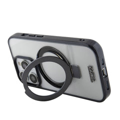 Apple iPhone 15 Pro Max Kılıf TUMI Orjinal Lisanslı M-safe Şarj Özellikli Metal Logolu Ring Standlı Silikon Kapak