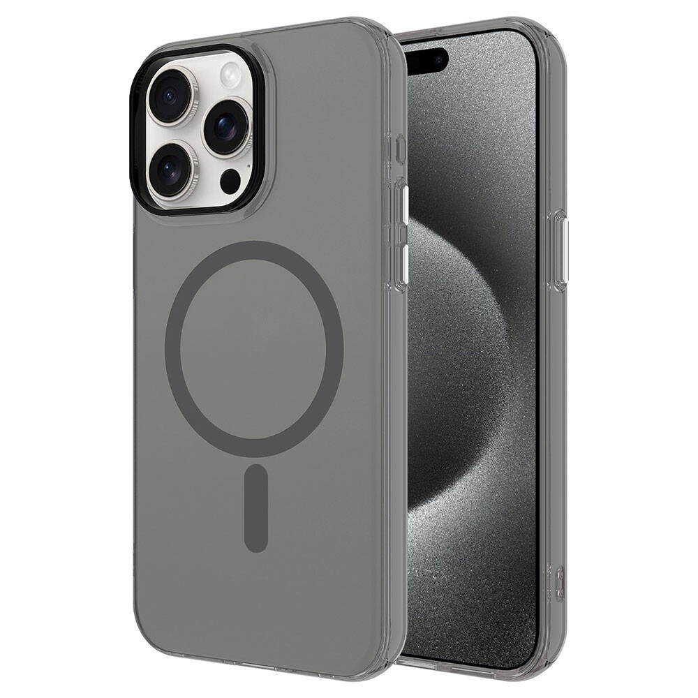 Apple iPhone 15 Pro Max Kılıf Zore M-safe Şarj Özellikli Buzlu Transparan C-Pro Sert Kapak