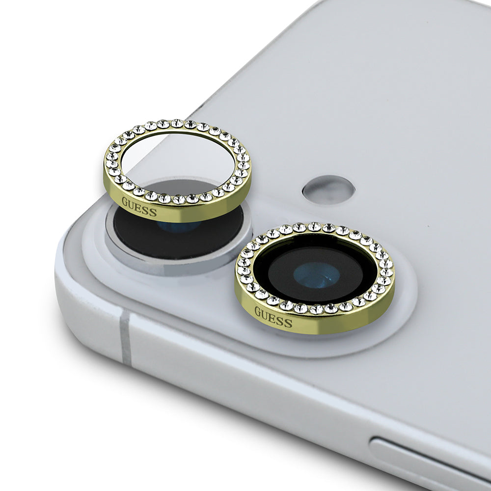 Apple iPhone 16 Guess Orjinal Lisanslı Rhinestone Taşlı Lens Koruyucu