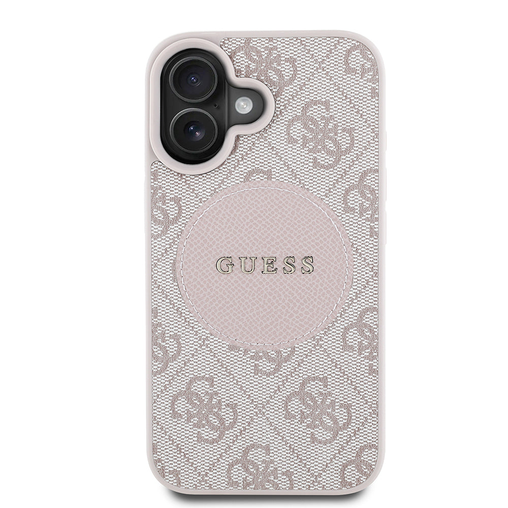 Apple iPhone 16 Kılıf Guess Orjinal Lisanslı M-safe Şarj Özellikli Yazı Logolu Circle Classic Kapak