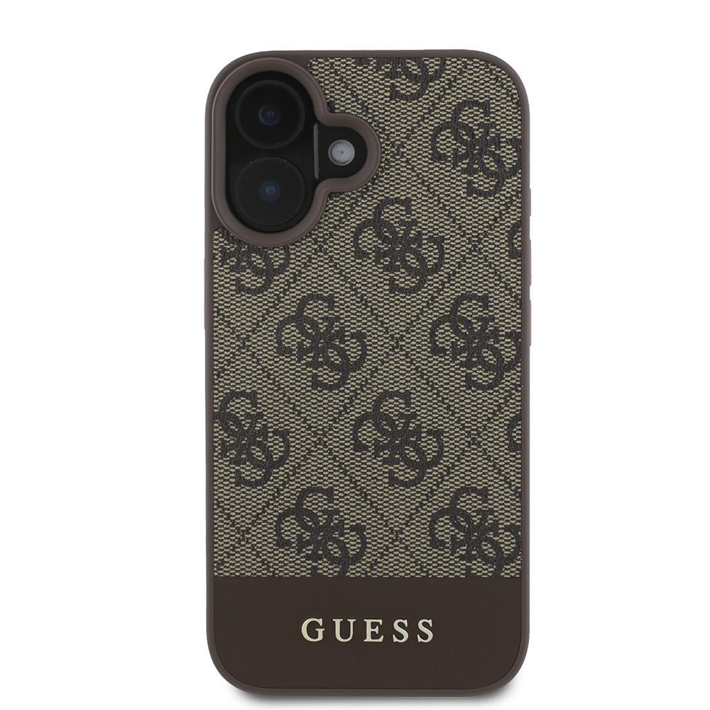 Apple iPhone 16 Kılıf Guess Orjinal Lisanslı PU Deri Şerit Logo Dizaynlı Kapak