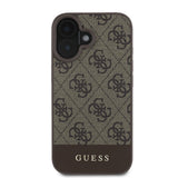 Apple iPhone 16 Kılıf Guess Orjinal Lisanslı PU Deri Şerit Logo Dizaynlı Kapak