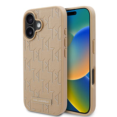 Apple iPhone 16 Kılıf Karl Lagerfeld Orjinal Lisanslı M-safe Şarj Özellikli KL Yazılı Hot Stamp Kapak