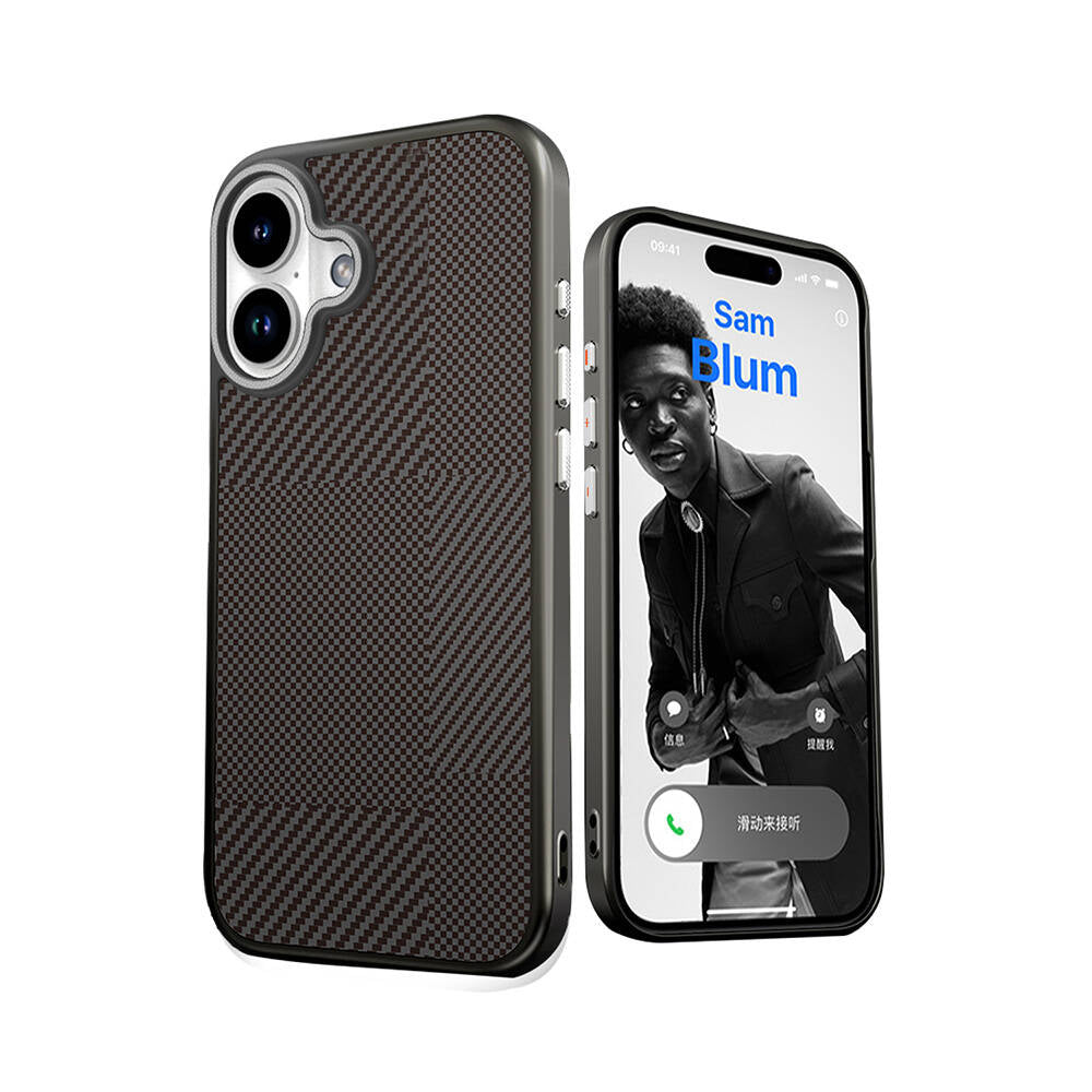Apple iPhone 16 Kılıf M-safe Şarj Özellikli Karbon Fiber Desenli Mutural Montage Kapak