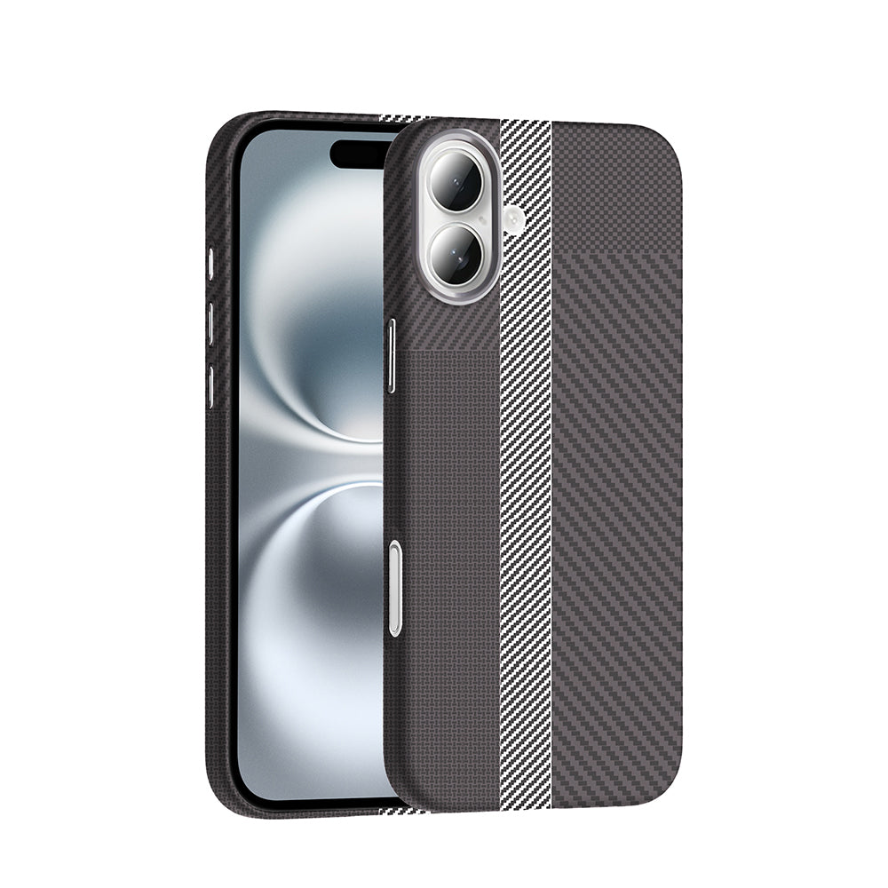 Apple iPhone 16 Kılıf M-safe Şarj Özellikli Karbon Fiber Görünümlü Zore Gros Kapak