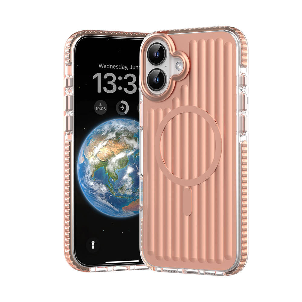 Apple iPhone 16 Kılıf M-safe Şarj Özellikli Oyuklu Tasarım Mutural Bumpy Clear Kapak