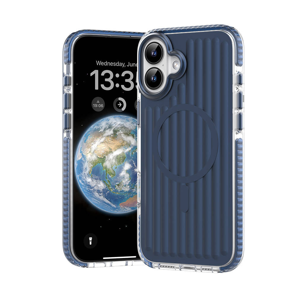 Apple iPhone 16 Kılıf M-safe Şarj Özellikli Oyuklu Tasarım Mutural Bumpy Clear Kapak