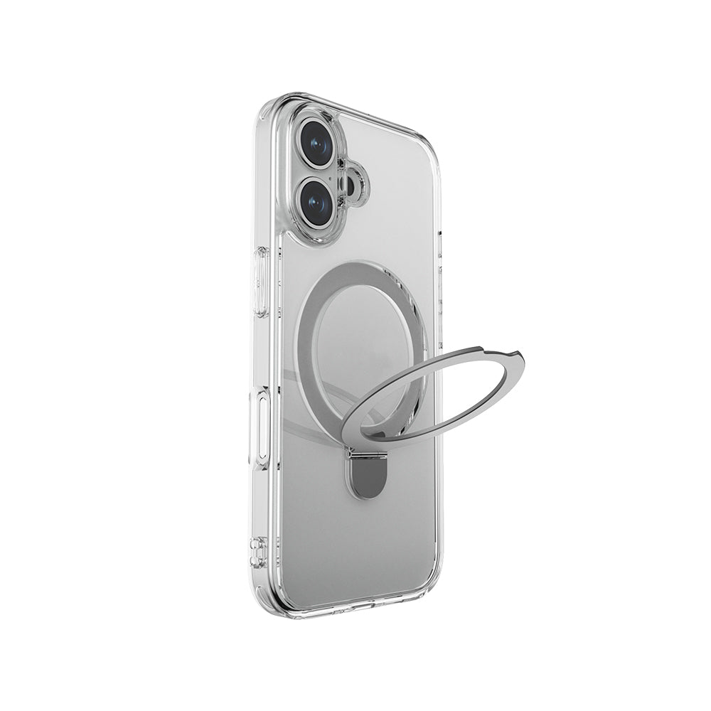 Apple iPhone 16 Kılıf M-safe Şarj Özellikli Raptic Air Stand Serisi Buzlu Transparan Tasarımlı Standlı Kapak